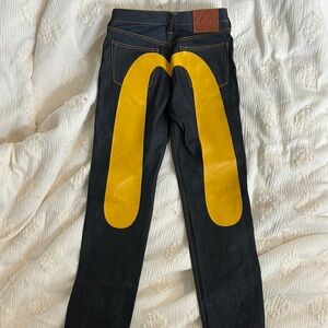 Dark Blue and Yellow Evisu Jeans